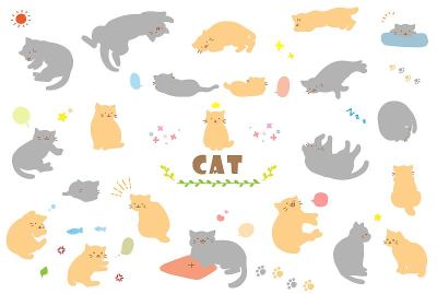 可爱猫插图套装