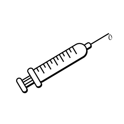 注射器平面图标矢量插图。
