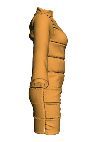穿着黄色夹克的人体模型孤立在白色背景。3 d。侧视图。矢量图