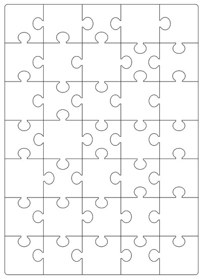 Puzzles grid template. Jigsaw puzzle 24 pieces