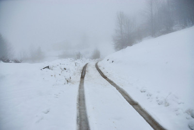 车停在雪