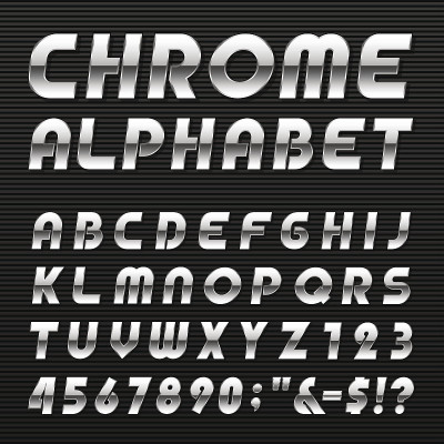 Chrome字母矢量字体。