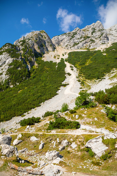 从Vrsiska cesta或Vrsiska路，斯洛文尼亚的山景