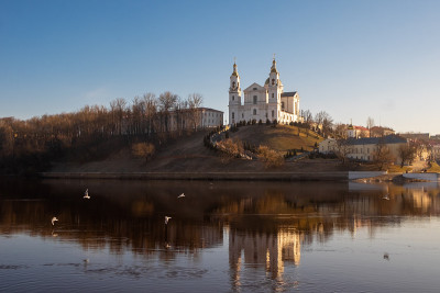 The city of Vitebsk and the Dvina river at dawn in
