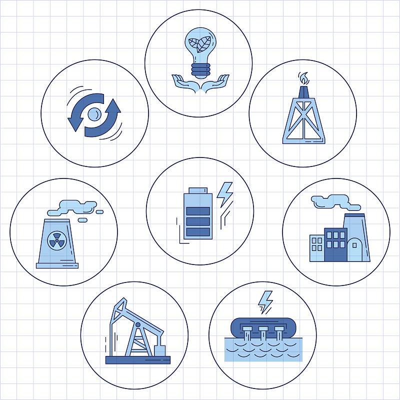 能源生态和污染向量组图标