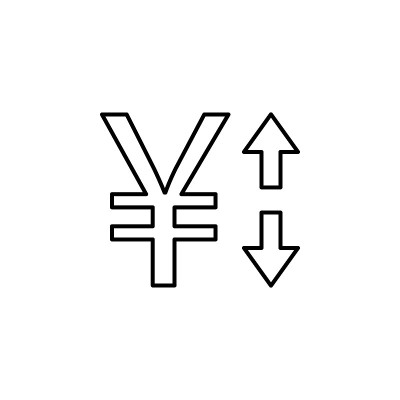 元，箭头，上，下图标。财务说明元素。标志和符号图标可以用于网页，标志，移动应用程序，UI, UX