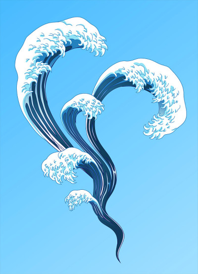 浮世绘式溅水波