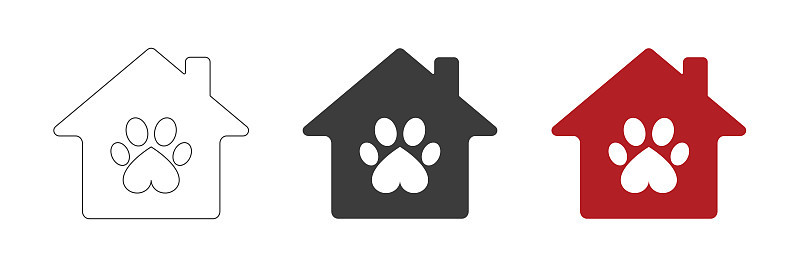 动物爪子图标集。平面设计。矢量插图。