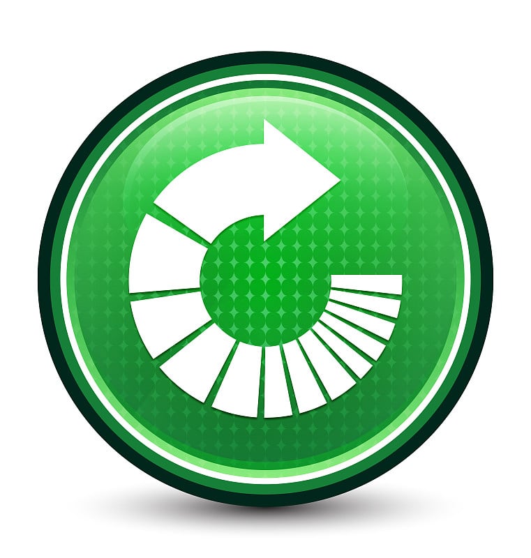 Rotate arrow icon glossy twinkle green round butto