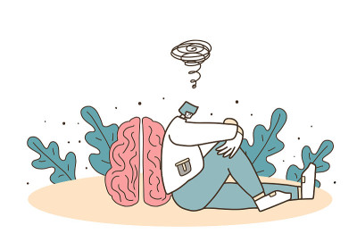 Mental disorder. Vector hand drawn color person.