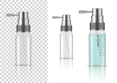 3D Mock up Realistic Transparent Spray Bottle  Cos