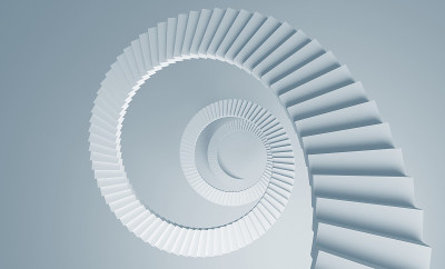 螺旋楼梯透视背景3d插图