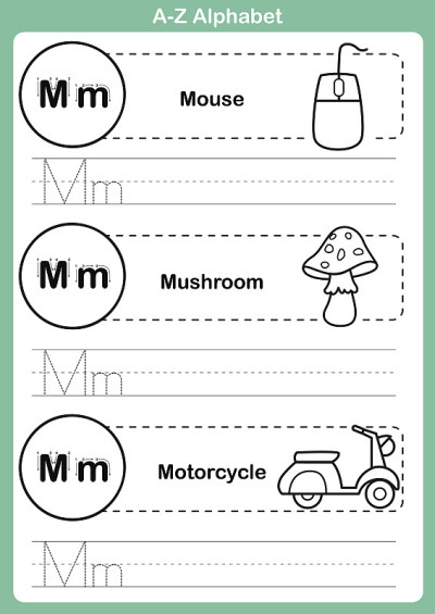 字母a-z练习与漫画词汇着色书