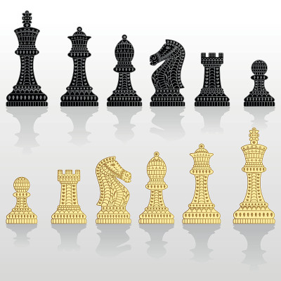 一套所有的棋子。黑色和白色