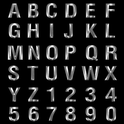 3d金属斜面字体字母黑色背景。