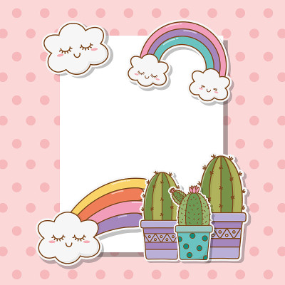 postcard with stickers kawaii