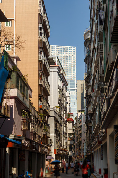 中国住宅区的狭窄街道