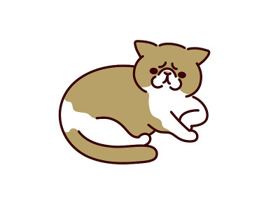 简单可爱的异国情调短毛猫插图