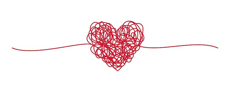 Tangled grungy red heart scribble