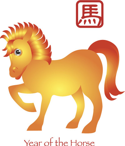 农历马年生肖矢量插图