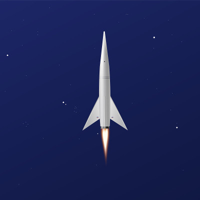 航天飞机发射火箭进入太空，现实的矢量插图。