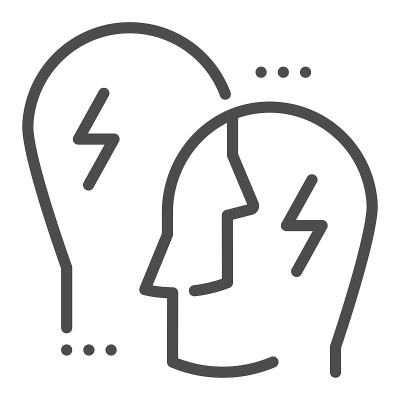 冲突管理正方形直线矢量图标。