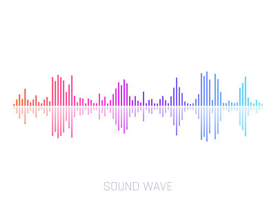 向量声波。丰富多彩的声波为派对，DJ，酒吧，俱乐部，迪斯科。音频均衡器技术。矢量图