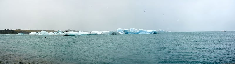 冰岛东南部的Jokursarlon冰川湖的美丽全景