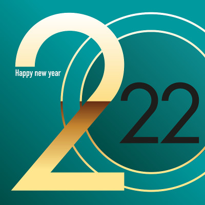 图形和优雅的贺卡，迎接2022年。