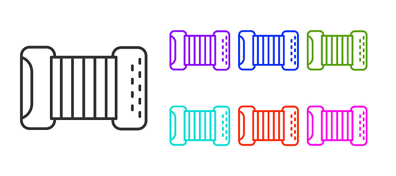 Black line Musical instrument accordion icon isola