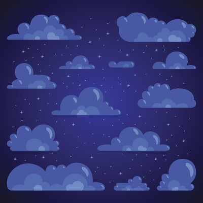 夜晚的云带着星星，落下