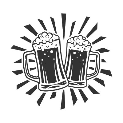 啤酒玻璃插图黑白