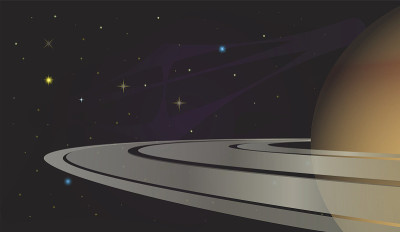 空间背景，现实行星土星和恒星矢量