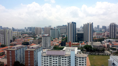 大型建筑鸟瞰图，包括城市的公寓和组屋