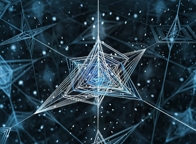拍摄的一个万花筒背景描绘了一个三角形的恒星。