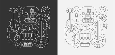 抽象音乐线艺术矢量插图