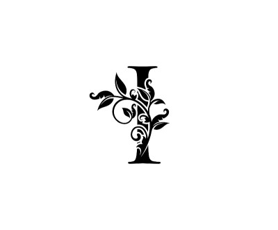 经典书法花I字图标设计。