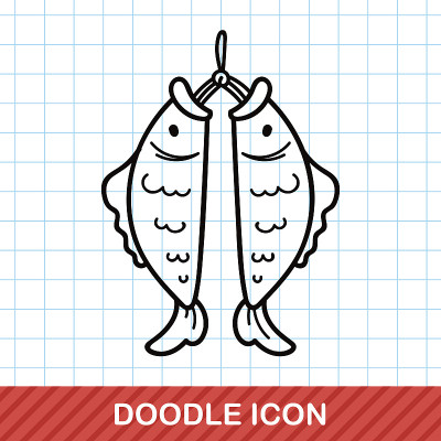 中国鱼幸运挂件doodle