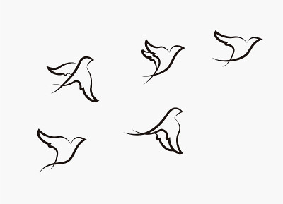 Birds flying vector. Stylized hand drawn birds ill