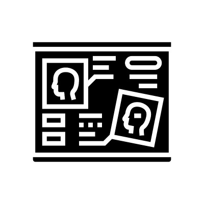 研究放射干部头部字形图标矢量插图