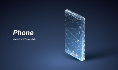 Isometric Smartphone or mobile phone. Polygonal wi