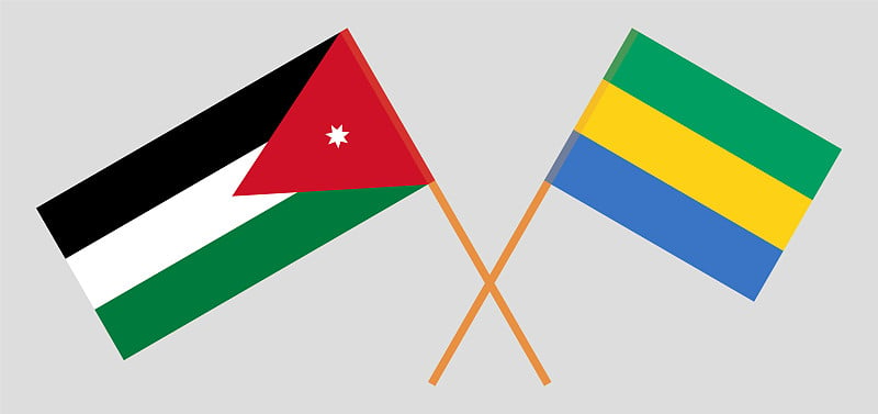 Crossed flags of Gabon and Jordan