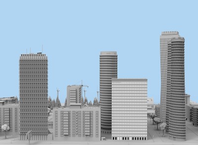 黑白城市3d渲染