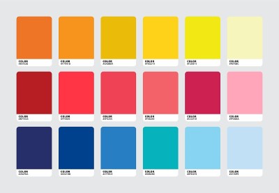 现代调色板样本集。流行的颜色目录样品。矢量图