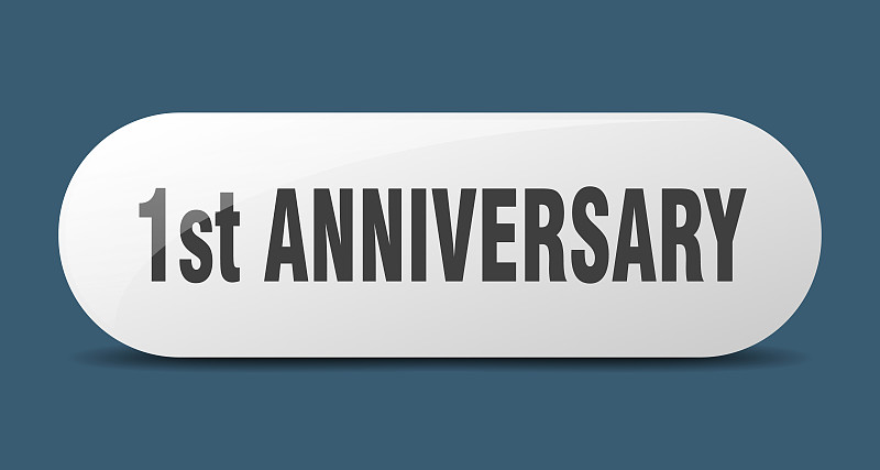 1周年按钮。1周年的迹象。关键。按钮。