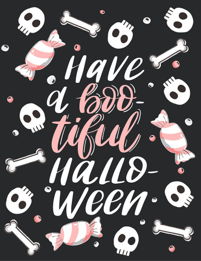 Have a boo-tiful Halloween. Lettering and icute ll