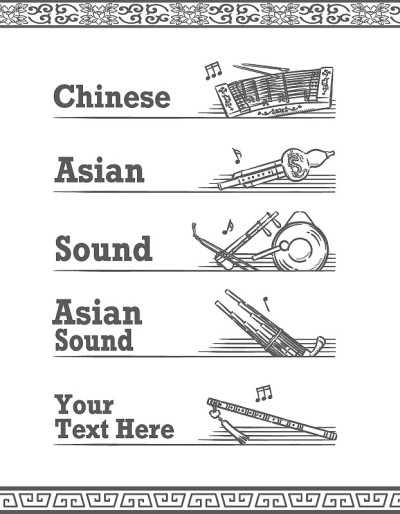 以中国乐器为主题的音乐矢量标签。