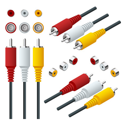 Isometric set of Audio Video Cable input connectio