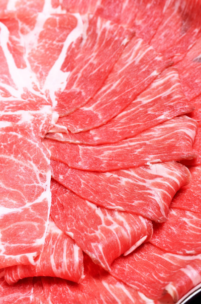 火锅配料-切成薄片的肉