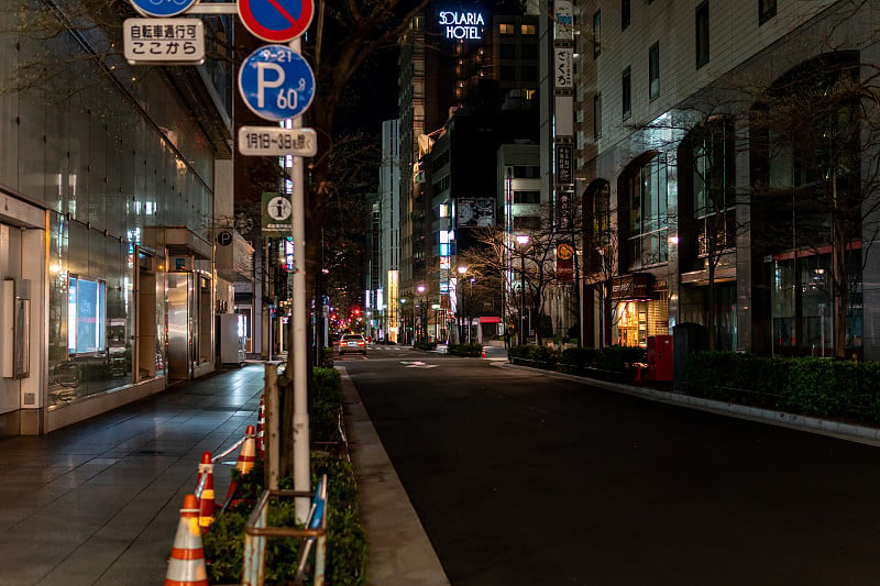 银座夜景，日本东京